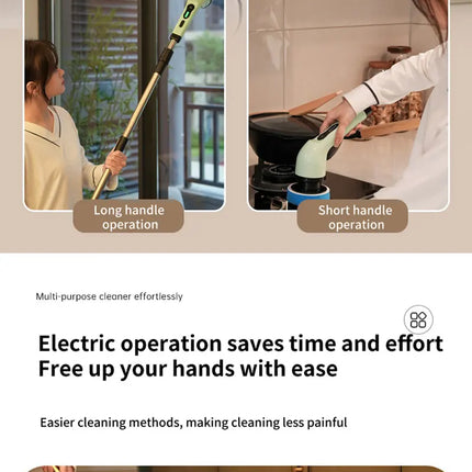 9-in-1 Electric Rotating Cleaning Brush, Wireless Shower Scrubber with Replaceable Heads and Adjustable Telescopic Handle