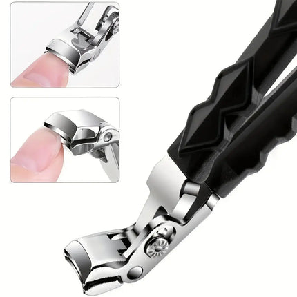 Professional Stainless Steel Toenail Clippers for Seniors, Wide Jaw, Angled Head, Concave Blade
