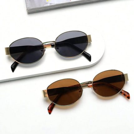 1pc Oval Shaped Small Fashion Women Fashion Glasses INS Street Fashion Vintage Fashion Glasses Metal Frame Black Fashion Glasses