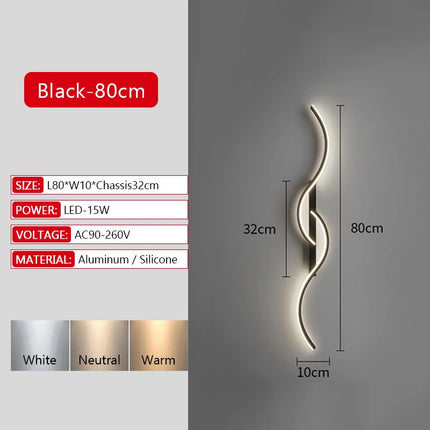 Long Strip LED Wall Lamp Modern Remote Control Dimming Living Roomdecor Wall Lamp Background Bedroom Bedside Home LED Lighting