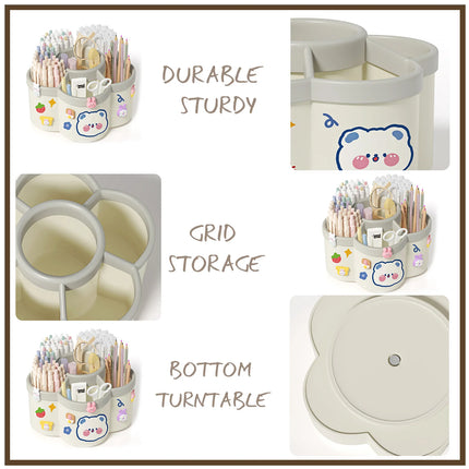 Rotating Pen Holder Desk Organizers Large Capacity Pen Storage Box Cosmetic Brush Organization Box Study Dormitory Accessories