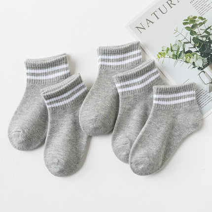 5 Pairs/Lot 2023 New Summer Children Socks Cotton Kids Fashion Black White Gray For 1-12 Years Teen Student Baby Girl Boy Socks