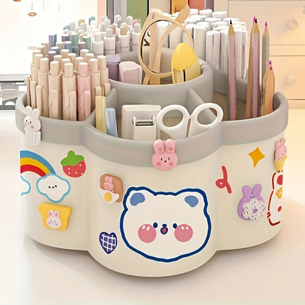 360 Rotating Pen Holder Desk Organizers with 6 Slots Desk Pencil Pen Holder Large Capacity Pen Organizers Home Office Art Supply