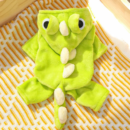 New Small Dinosaur Transforming Dog Clothes Autumn Winter Flannel Warm Teddy Cat Pet Clothes Dog Jumpsuits Rompers