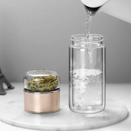 420ML Tea Water Bottle High Borosilicate Glass Double Layer Tea Water Cup Infuser Tumbler Drinkware Water Bottle With Tea Filter
