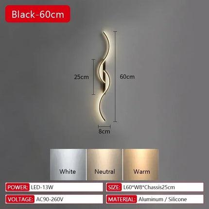 Modern LED Wall Lamp Bedrooms Living Room Indoor Lighting Tv Sofas Bedside Backgrounds Decor Lights Strip Minimalist Wall Light