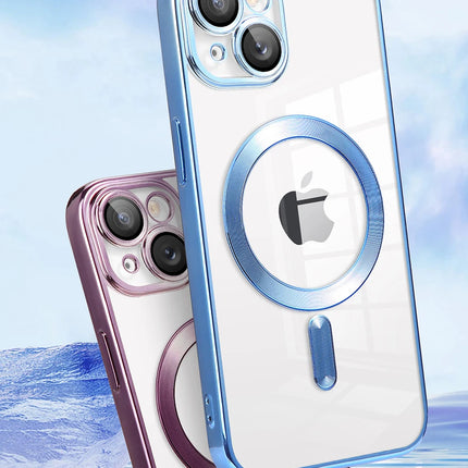 For Magsafe Fashion Plating Lens Protector Case For iPhone 11 12 13 14 15 Pro Max Plus Silicone Wireless Magnetic Charging Cover