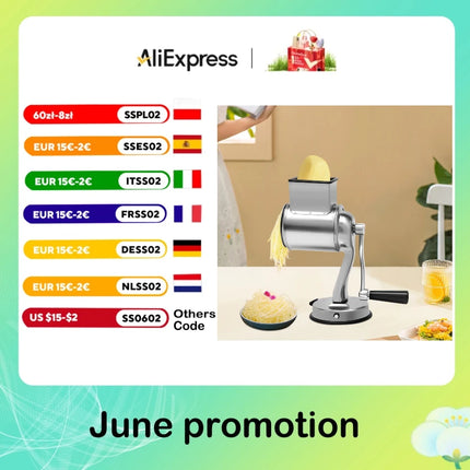 Rotary Cheese Grater Food Mills Grinder Vegetable Chopper Drum Blade Grinding Tool Set Kitchen Accessories
