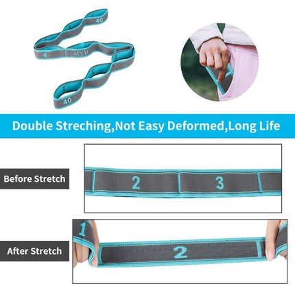 Elastic Yoga Stretching Strap with Loops, Stretch Strap for Ballet, Leg, Body, Stretch Band for Yoga, Dance, Pilates, Gymnastics