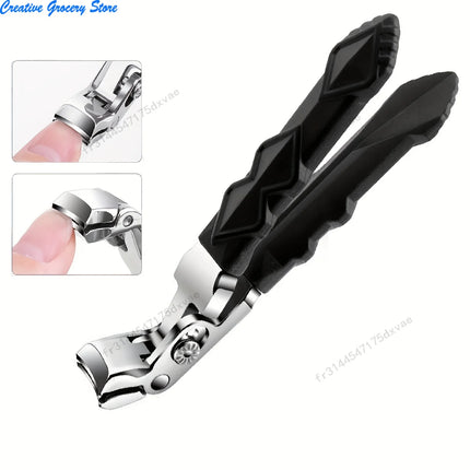 Professional Stainless Steel Toenail Clippers for Seniors, Wide Jaw, Angled Head, Concave Blade