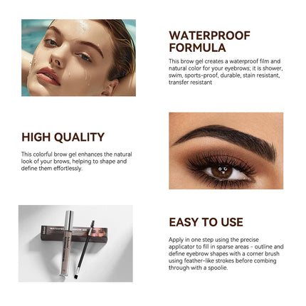 Lakerain Waterproof Eyebrow Gel Long Lasting Highly Pigmented Liquid Eyebrow Makeup Sweatproof Natural Black Brown