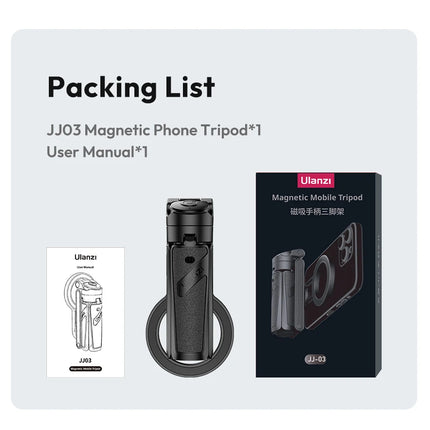 Ulanzi JJ03 Magnetic Phone Tripod Wireless Phone Grip Selfie Stick Desktop Tripod for iPhone 16 15 14 13 Pro Pro Max