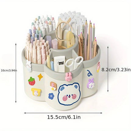 360 Rotating Pen Holder Desk Organizers with 6 Slots Desk Pencil Pen Holder Large Capacity Pen Organizers Home Office Art Supply