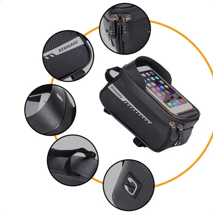Bicycle Front Beam Bag Front Tube Cycling Bag Bicycle Waterproof Phone Case Holder Touchscreen Waterproof Saddle Bag Accessories