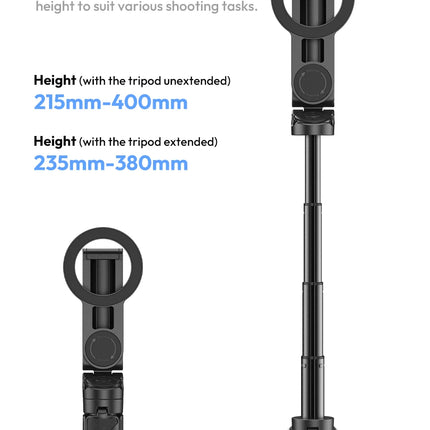 Ulanzi JJ03 Magnetic Phone Tripod Wireless Phone Grip Selfie Stick Desktop Tripod for iPhone 16 15 14 13 Pro Pro Max