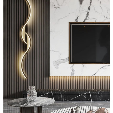Long Strip LED Wall Lamp Modern Remote Control Dimming Living Roomdecor Wall Lamp Background Bedroom Bedside Home LED Lighting