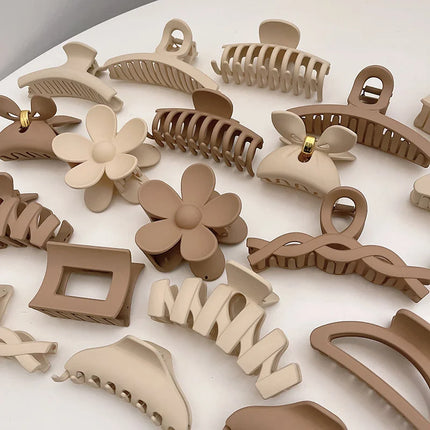Women Hair Claw Clips Korea Coffee Beige Acrylic Large Hair Claw Hairpin Geometric Barrettes Crab Girl Headwear Hair Accessories