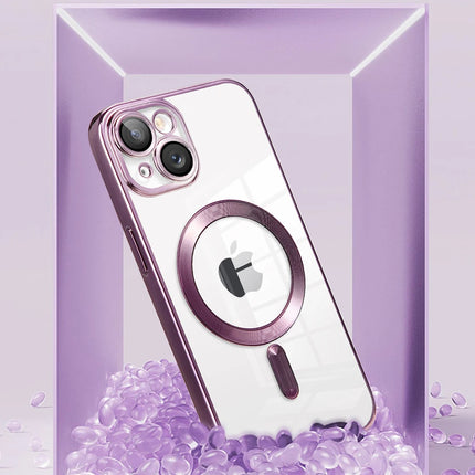 For Magsafe Fashion Plating Lens Protector Case For iPhone 11 12 13 14 15 Pro Max Plus Silicone Wireless Magnetic Charging Cover