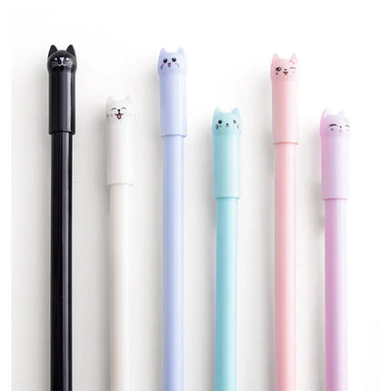 Set of 6 Cute Kitten Gel Pens, Suitable as Party Gifts for Boys and Girls, School Supplies, and Presents