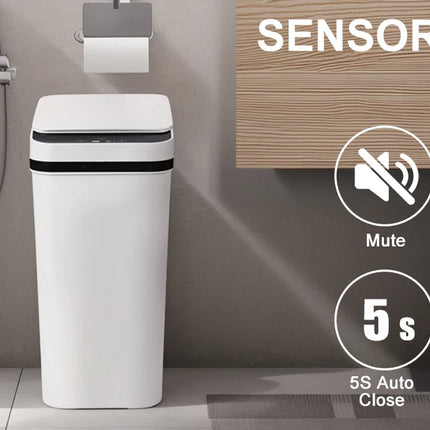 2 Pack 12L Bathroom Automatic Trash Cans Touchless Motion Sensor Slim with Lid for Bathroom Bedroom Living Room Office White
