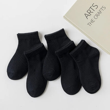 5 Pairs/Lot 2023 New Summer Children Socks Cotton Kids Fashion Black White Gray For 1-12 Years Teen Student Baby Girl Boy Socks