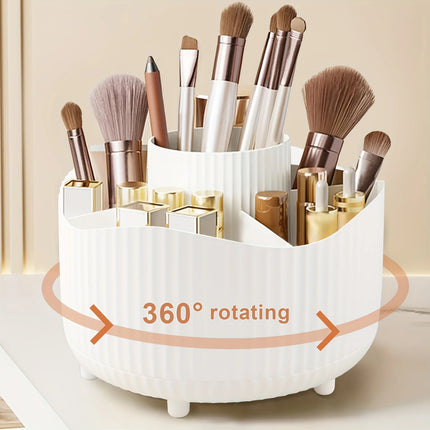 360° Rotating Makeup Brush Holder, 5-Compartment Cosmetic Storage Box, for Nail Polish, Desktop Vanity, and Bathroom Storage