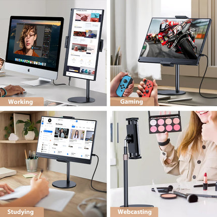 UPERFECT Rotating Portable Monitor Stand Height Adjustable Vesa Monitor Tablet Free Standing Low Profile Desk Mount up to 17.3"
