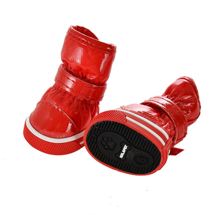 4Pcs/set Pet Shoes Winter Warm Waterproof Slip Fleece Dog Snow Boots for Dogs Puppy Rain Footwear Accessories Chihuahua Bulldog