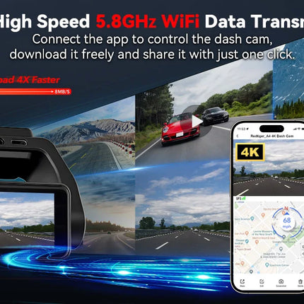 REDTIGER A4 Dash Camera Front and Rear 4k Dash Cam Drive Recorder for WiFi GPS Car Dvr for 24H Parking Mode Black Box for Car