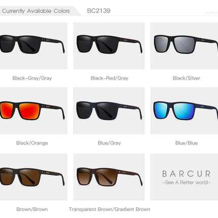 BARCUR Design TR90 Sunglasses Men Polarized Light Weight Sports Sun Glasses Women Eyewear Accessory Oculos UVAB Protection