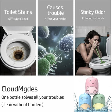 3PCS Toilet Bowl Cleaner Bottle, Cute Dinosaur-Shaped Bathroom Toilet Tank Cleaner with Ocean, Jasmine, and Peach Scent