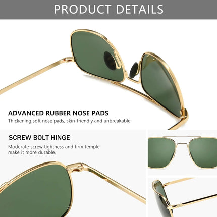 Men's Military Style Polarized Aviator Sunglasses with Bayonet Temples for Outdoor Activities