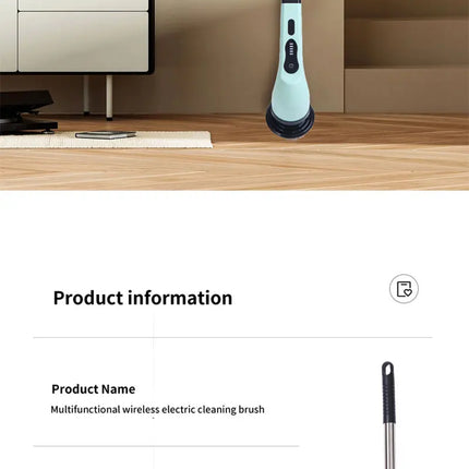9-in-1 Electric Rotating Cleaning Brush, Wireless Shower Scrubber with Replaceable Heads and Adjustable Telescopic Handle