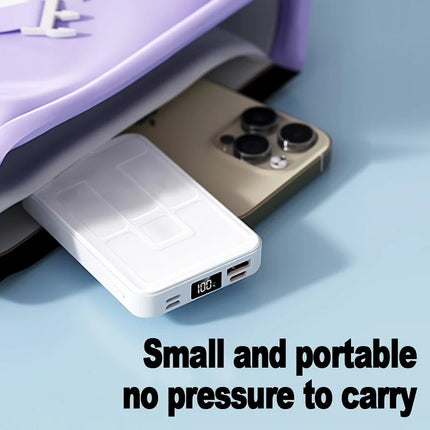 Large capacity 10000 mAh portable charging treasure, support dual device fast charging, travel daily multi-functional convenient