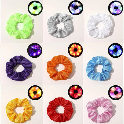 Fashion LED Luminous Hair Scrunchies Light Up Glowing Scrunchy Hair Band For Girls Flashing Hair Tie Hair Rope Hair Accessories