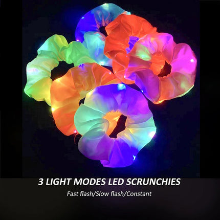 Fashion LED Luminous Hair Scrunchies Light Up Glowing Scrunchy Hair Band For Girls Flashing Hair Tie Hair Rope Hair Accessories