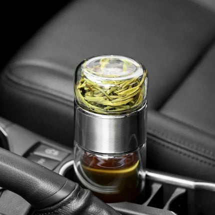 420ML Tea Water Bottle High Borosilicate Glass Double Layer Tea Water Cup Infuser Tumbler Drinkware Water Bottle With Tea Filter