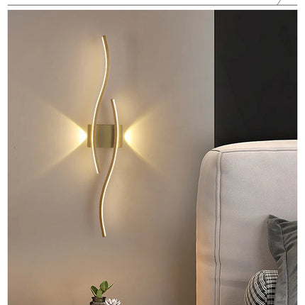 Long Strip LED Wall Lamp Modern Remote Control Dimming Living Roomdecor Wall Lamp Background Bedroom Bedside Home LED Lighting