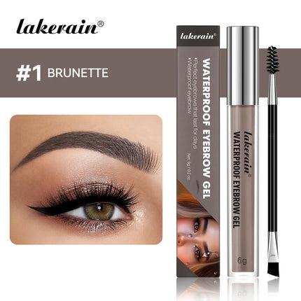 Lakerain Waterproof Eyebrow Gel Long Lasting Highly Pigmented Liquid Eyebrow Makeup Sweatproof Natural Black Brown