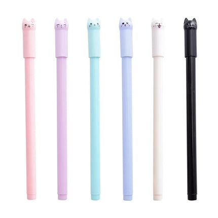 Set of 6 Cute Kitten Gel Pens, Suitable as Party Gifts for Boys and Girls, School Supplies, and Presents