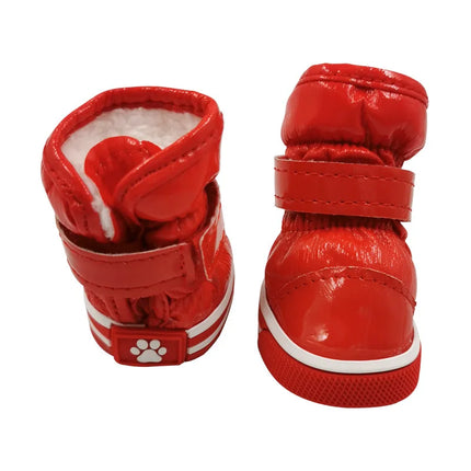 4Pcs/set Pet Shoes Winter Warm Waterproof Slip Fleece Dog Snow Boots for Dogs Puppy Rain Footwear Accessories Chihuahua Bulldog
