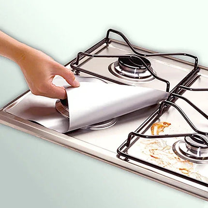 4 Pcs Square Foil Gas Hob Protector Liner Easy Clean Reusable Protection Pad Gas Stove Stovetop Protector Kitchen Accessories