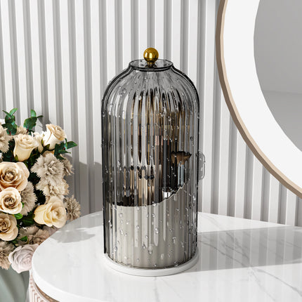 YOOLENS Makeup Brush Holder Organizer with Lid,360 Rotating Clear Dustproof Makeup Brushes Organizer for Vanity Desktop Bathroom