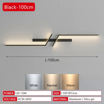 Modern LED Wall Lamp Minimalist Led 13W-18W Light Bedroom Bedside Long Strip Wall Sconces Living Room Home Indoor Lighting