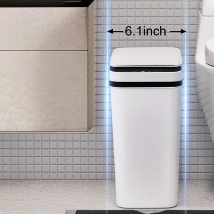 2 Pack 12L Bathroom Automatic Trash Cans Touchless Motion Sensor Slim with Lid for Bathroom Bedroom Living Room Office White