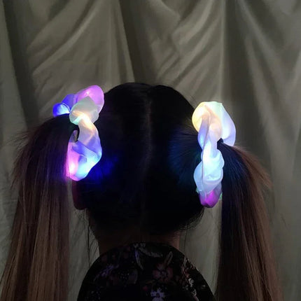 Fashion LED Luminous Hair Scrunchies Light Up Glowing Scrunchy Hair Band For Girls Flashing Hair Tie Hair Rope Hair Accessories