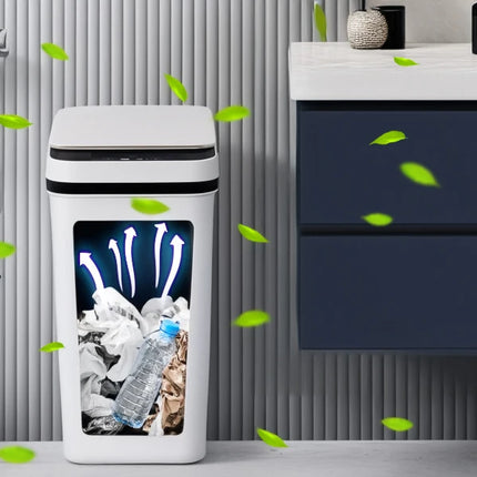 2 Pack 12L Bathroom Automatic Trash Cans Touchless Motion Sensor Slim with Lid for Bathroom Bedroom Living Room Office White