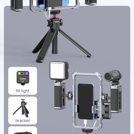 Ulanzi Universal Smartphone Video Rig Phone Cage with Dual Hand Grip Phone Vlog for iPhone Android Smartphone Photography