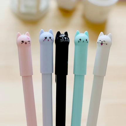 Set of 6 Cute Kitten Gel Pens, Suitable as Party Gifts for Boys and Girls, School Supplies, and Presents