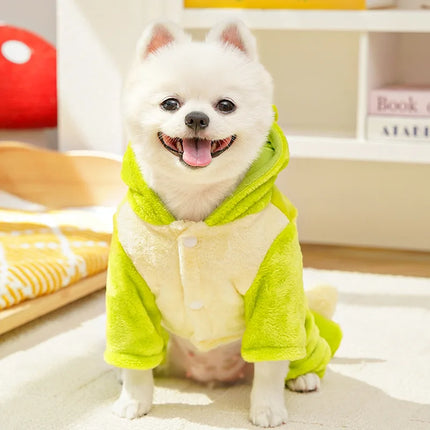 New Small Dinosaur Transforming Dog Clothes Autumn Winter Flannel Warm Teddy Cat Pet Clothes Dog Jumpsuits Rompers
